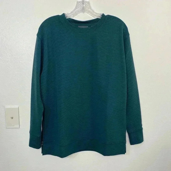 Danskin Crossover Rib Pullover Midnight Green - Picture 4 of 6